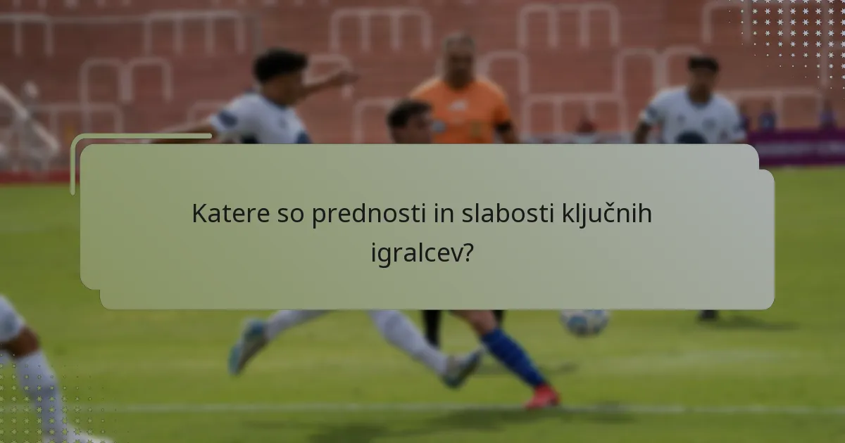 Katere so prednosti in slabosti ključnih igralcev?