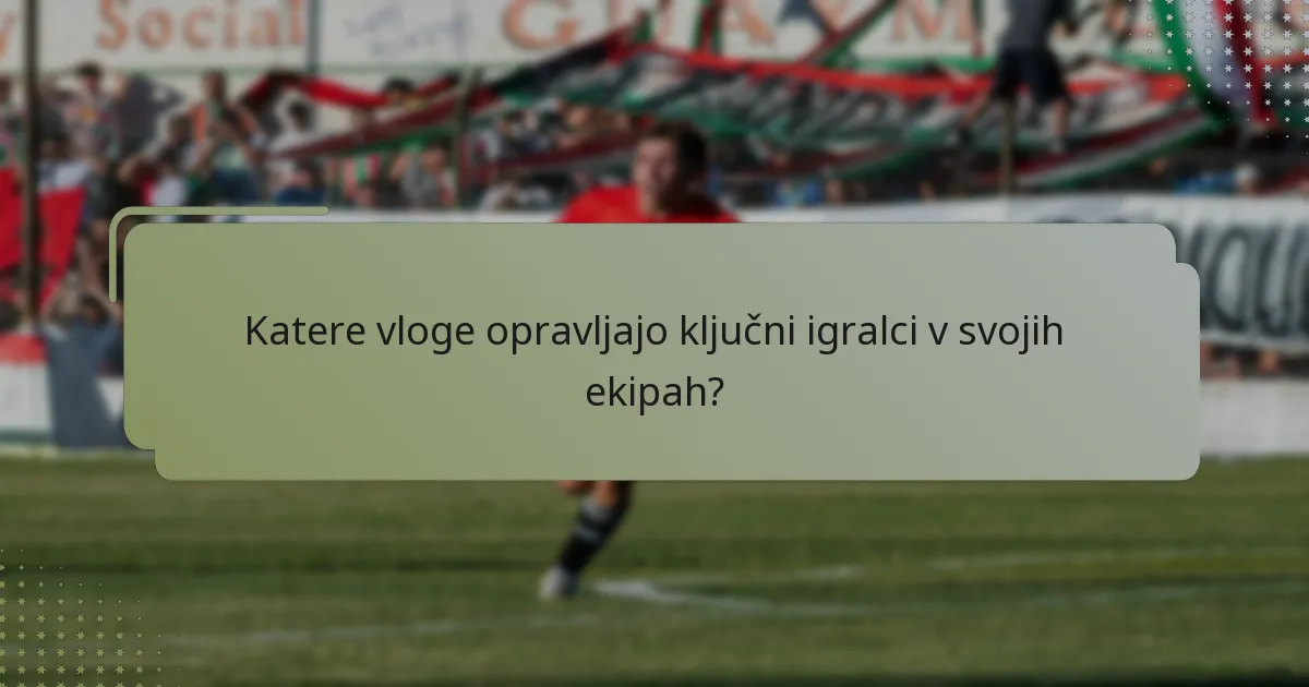 Katere vloge opravljajo ključni igralci v svojih ekipah?