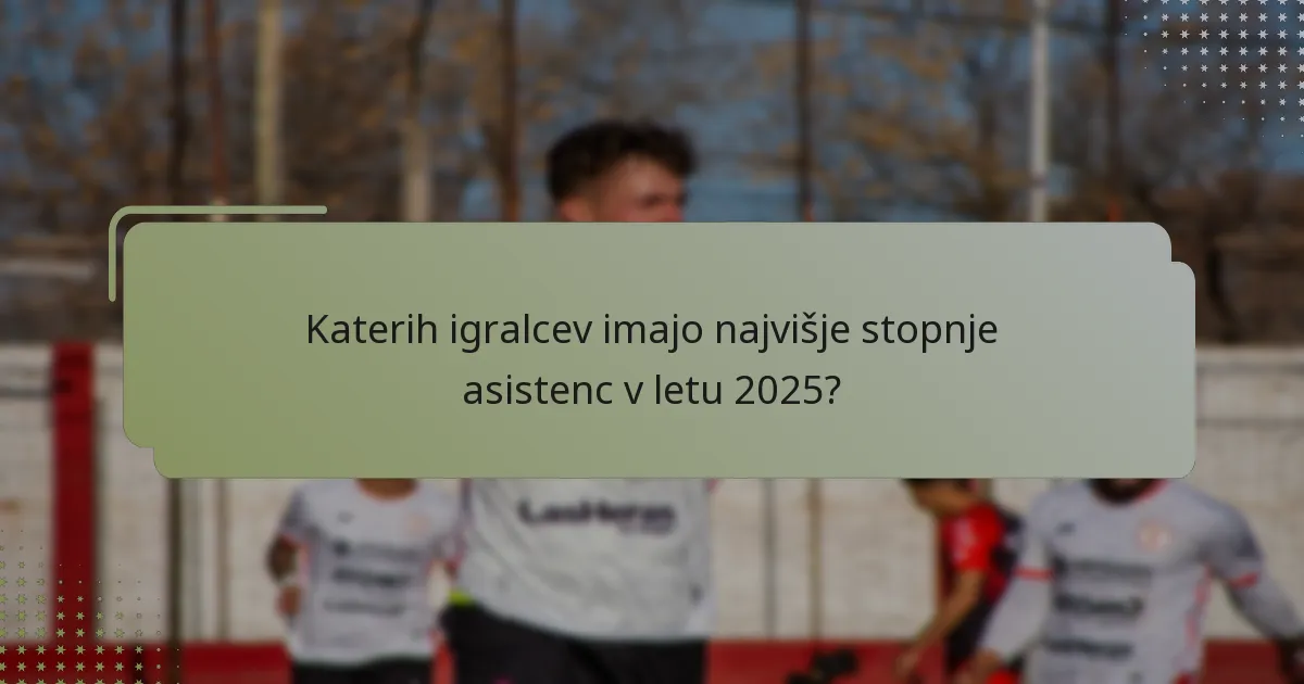 Katerih igralcev imajo najvišje stopnje asistenc v letu 2025?